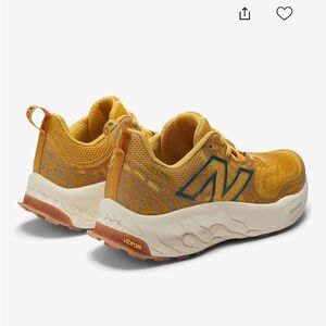 New Balance Mustard Yellow Trail Sneakers with Navy Logo